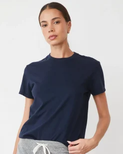 MONROW Basic Crew Neck Tee BLUEBLACK Best